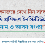 একনজরে দেখে নিন সরকারি কৃষি প্রশিক্ষণ ইনস্টিটিউটের নাম ও আসন সংখ্যা: